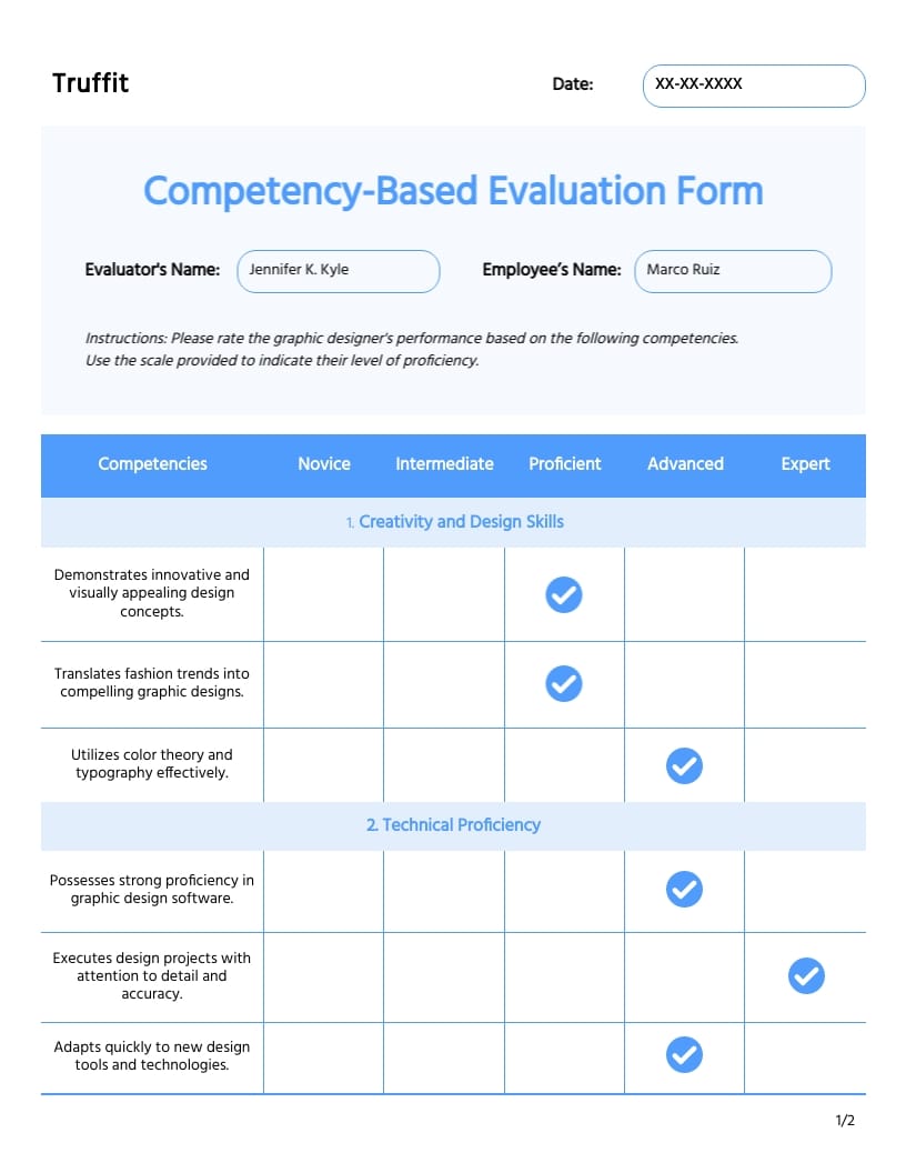 Competency-Based Evaluation Form Template