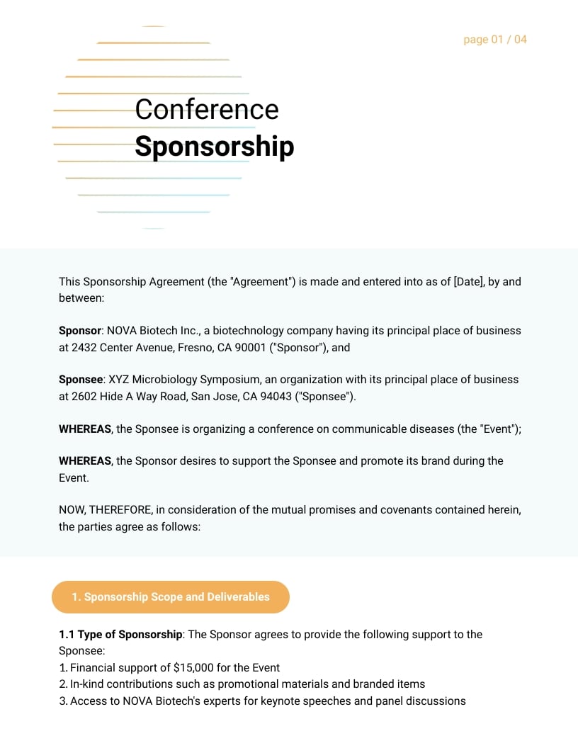 Conference Sponsorship Contract Template