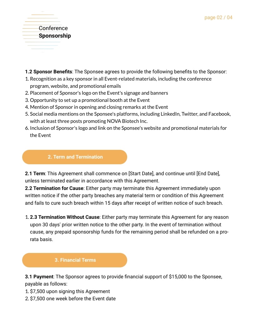 Conference Sponsorship Contract Template - Slide 2 Conference Sponsorship Contract Template - Slide 2