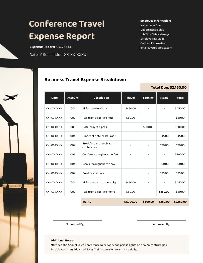 Conference Travel Expense Report Template