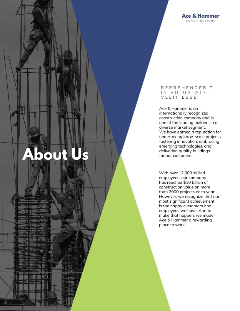 Construction Company Booklet Template - Slide 2 Construction Company Booklet Template - Slide 2