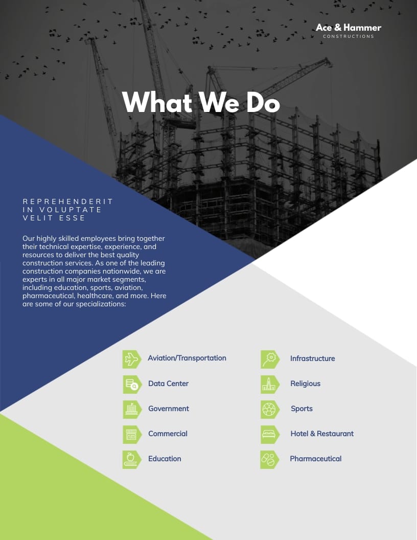 Construction Company Booklet Template - Slide 3 Construction Company Booklet Template - Slide 3