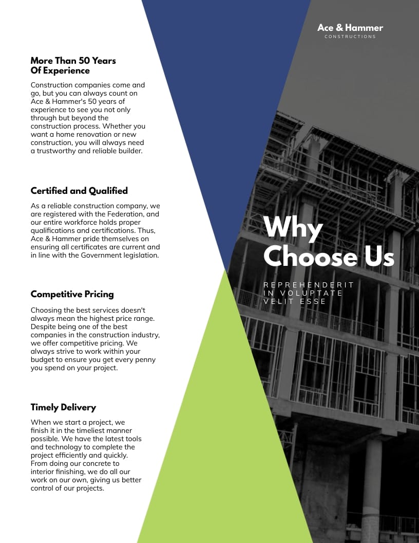 Construction Company Booklet Template - Slide 5 Construction Company Booklet Template - Slide 5