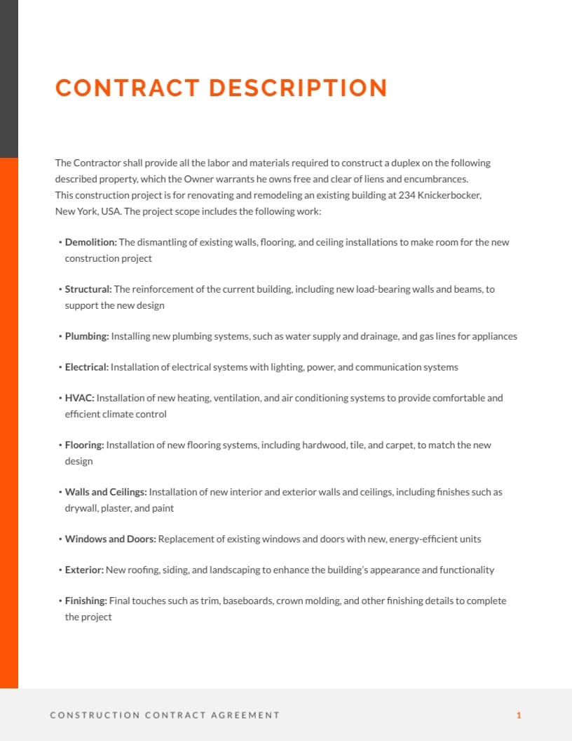 Construction Contract Agreement Template - Slide 2 Construction Contract Agreement Template - Slide 2