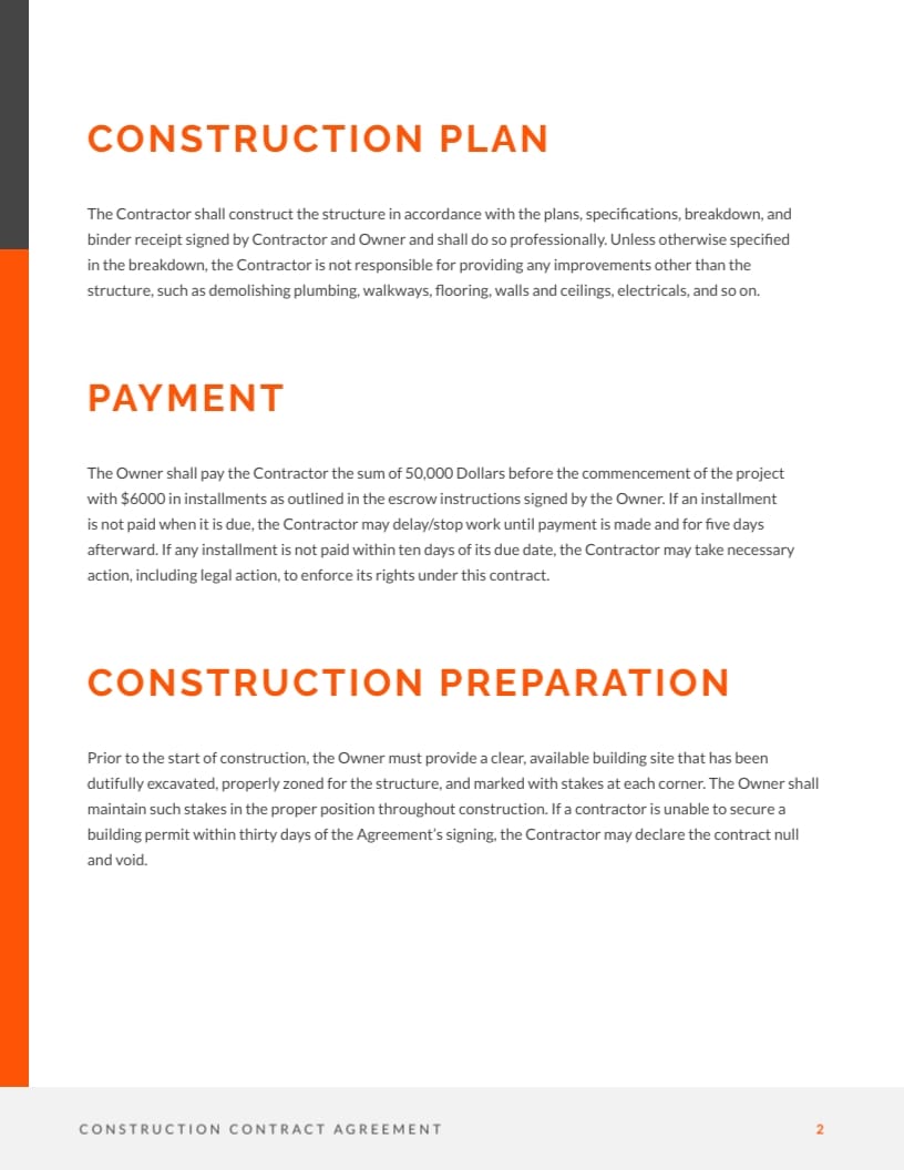Construction Contract Agreement Template - Slide 3 Construction Contract Agreement Template - Slide 3