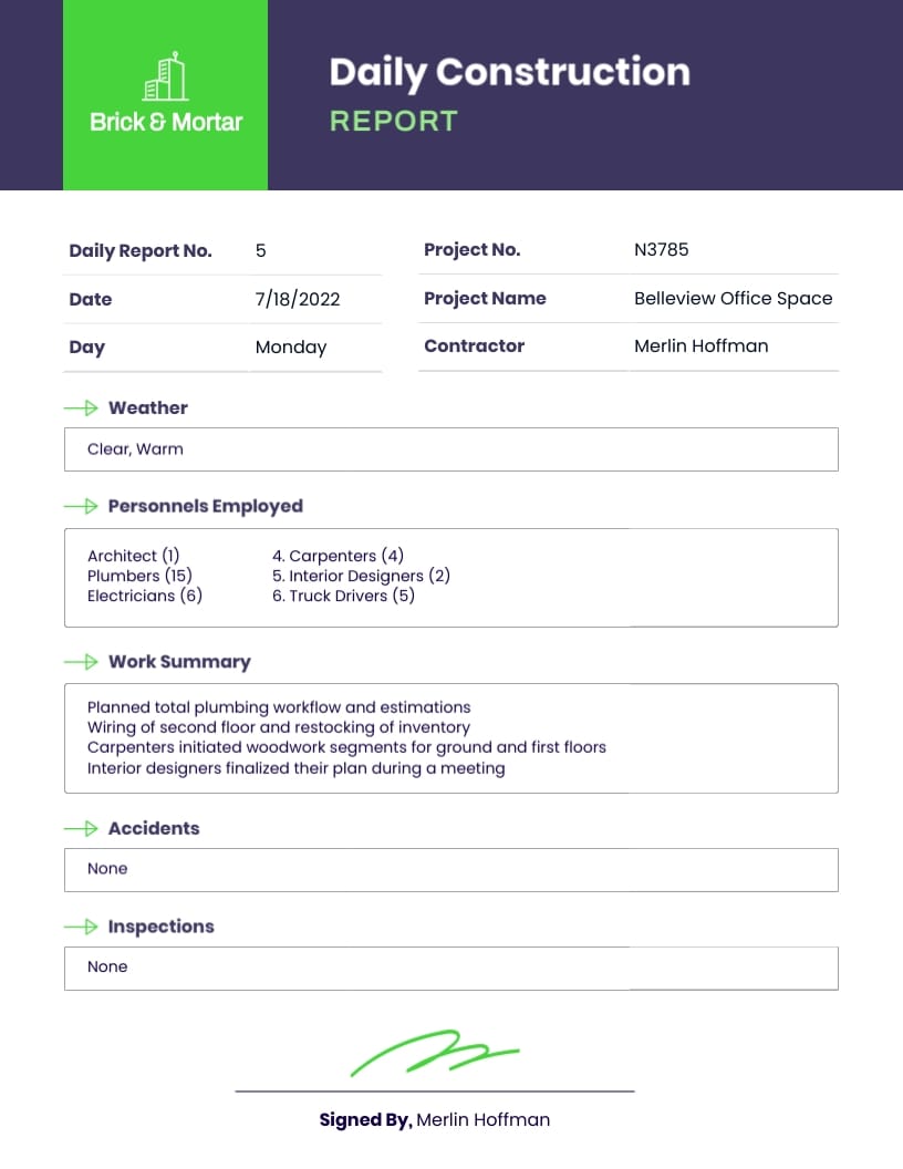 Construction Daily Report 2 Template
