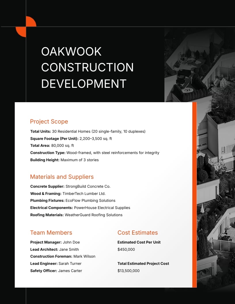 Construction Spec Sheet Template