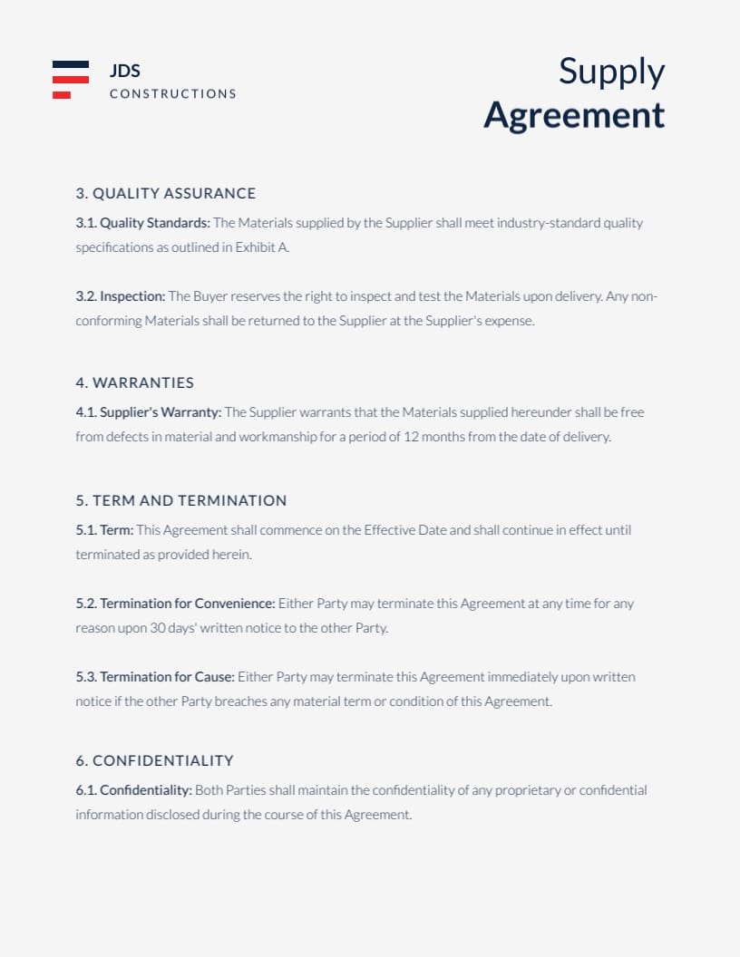 Construction Supply Contract Template - Slide 4 Construction Supply Contract Template - Slide 4