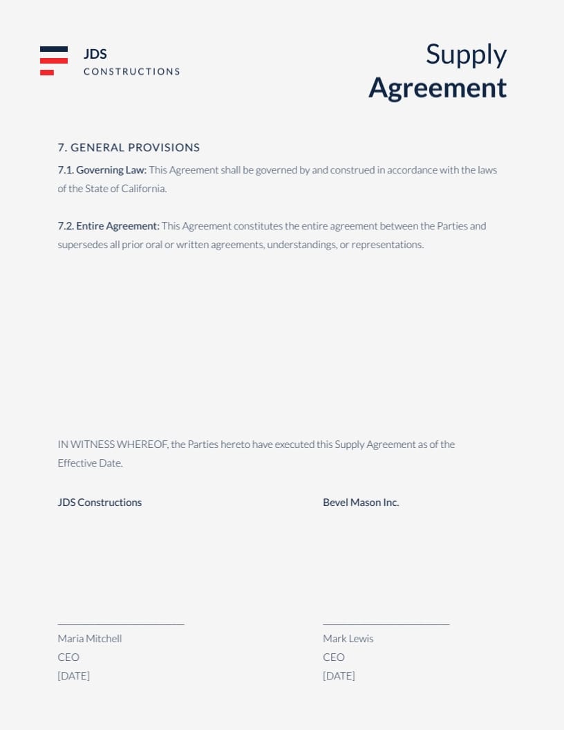 Construction Supply Contract Template - Slide 5 Construction Supply Contract Template - Slide 5