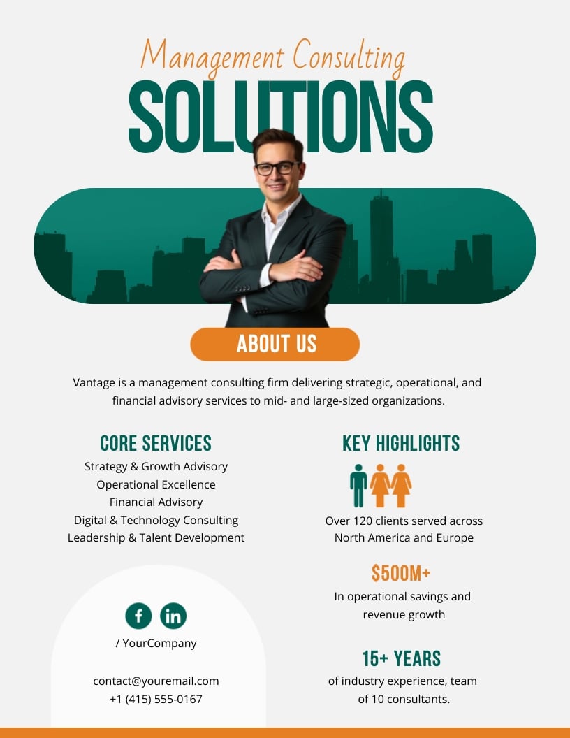 Consulting Company One Pager Template