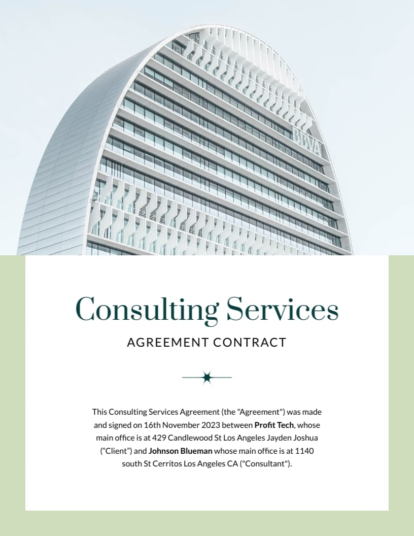 Consulting Services Agreement Contract Template