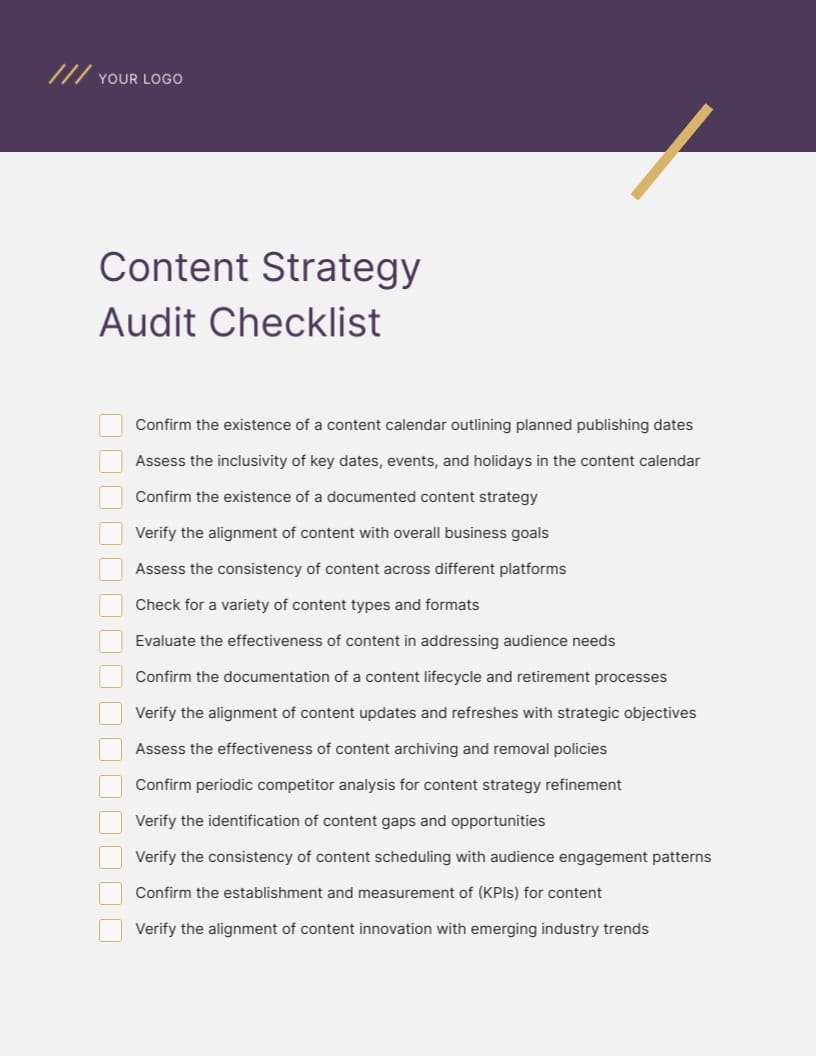 Content Audit Checklist Template