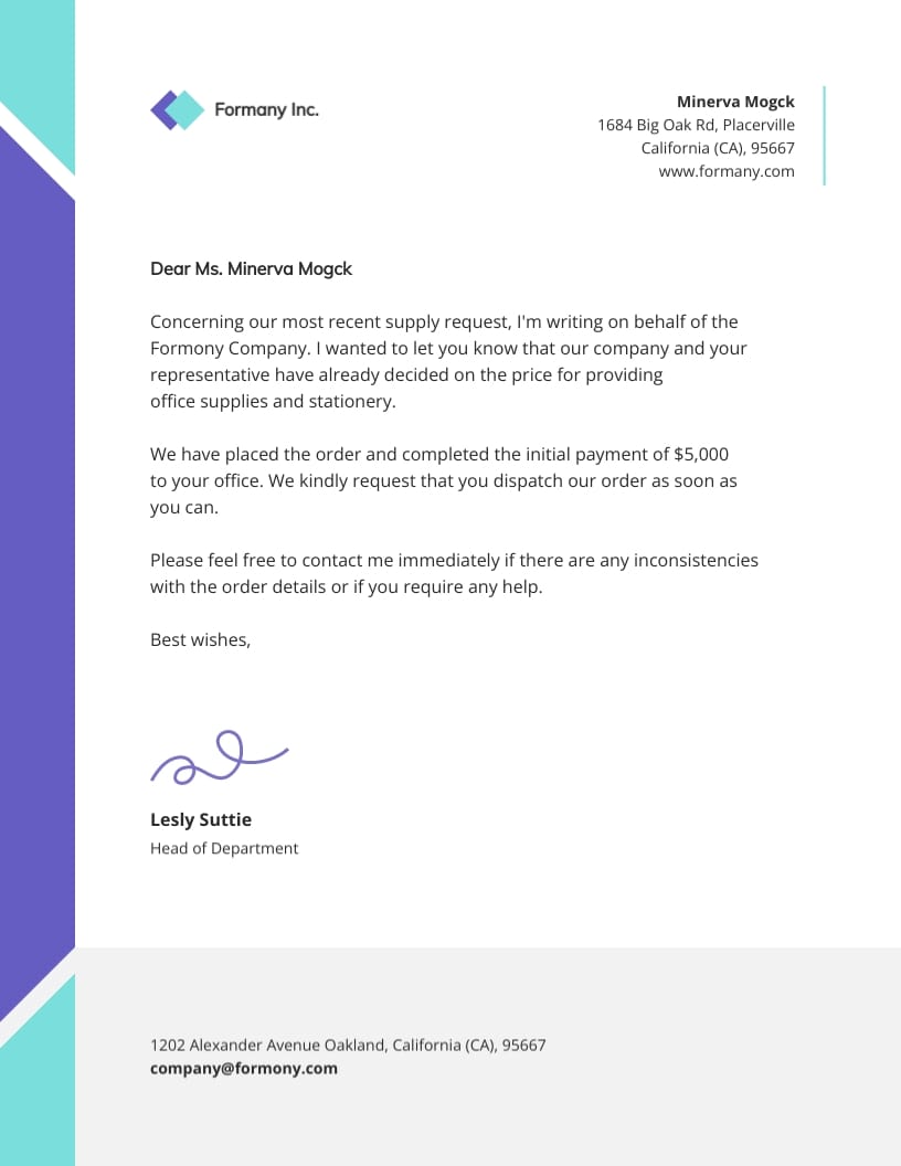 Contract Business Letterhead Template