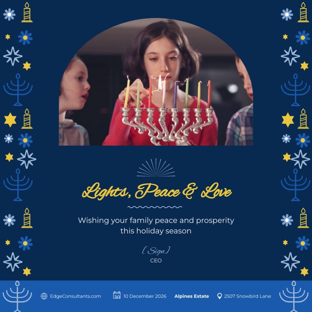 Animated Corporate Hanukkah Greeting Card Square Template
