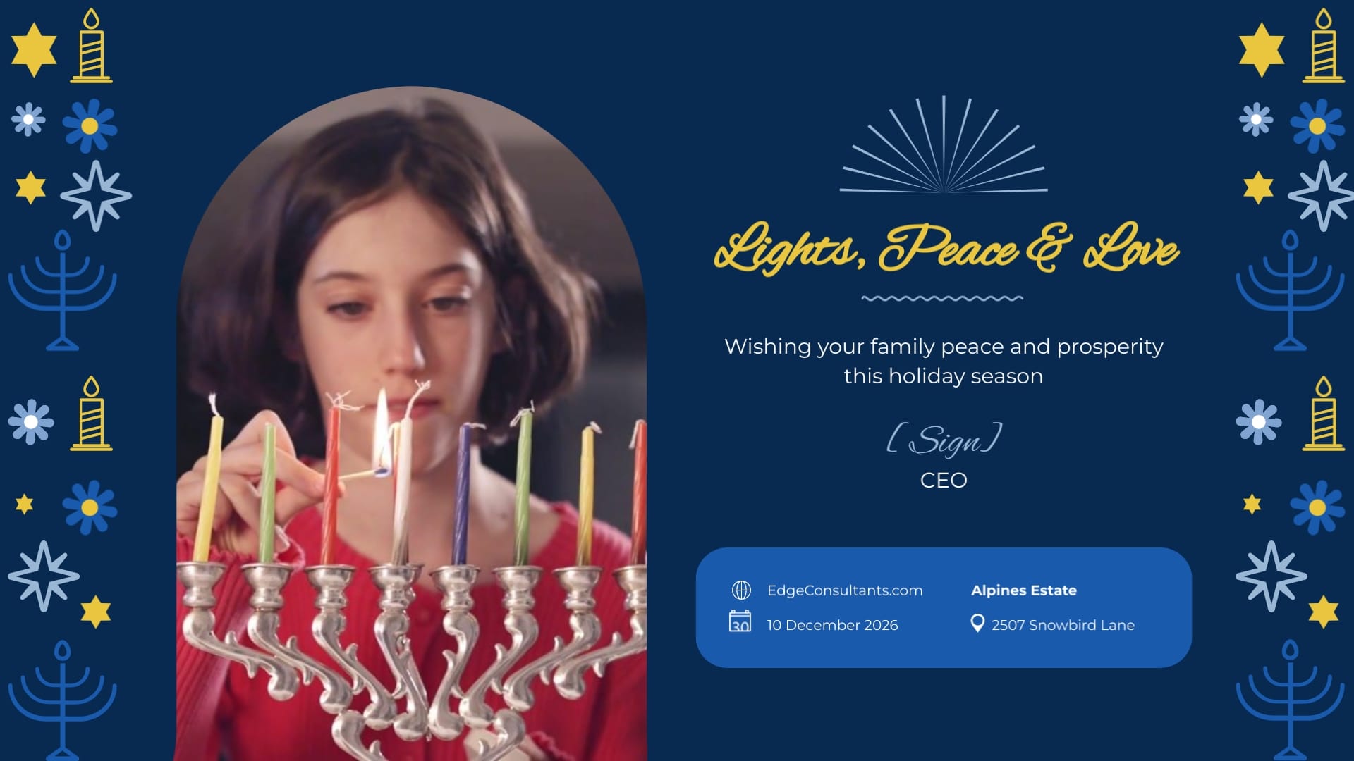 Animated Corporate Hanukkah Greeting Card Template