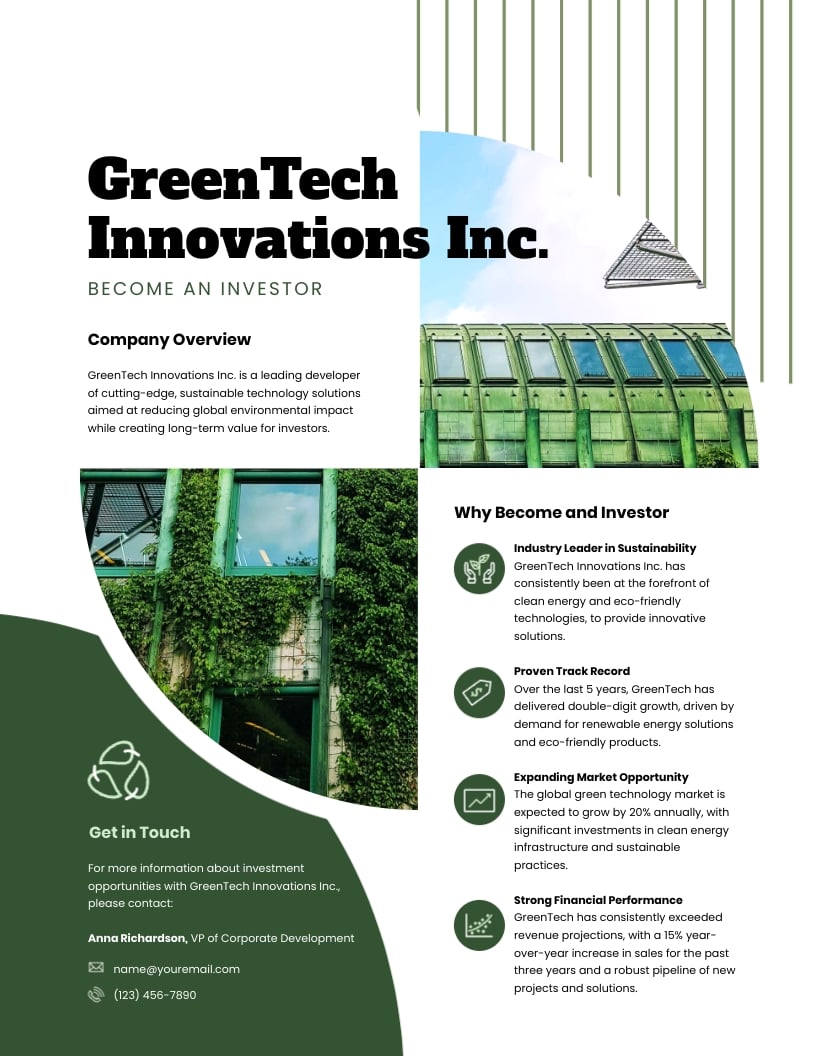 Corporate Investment One Pager Template