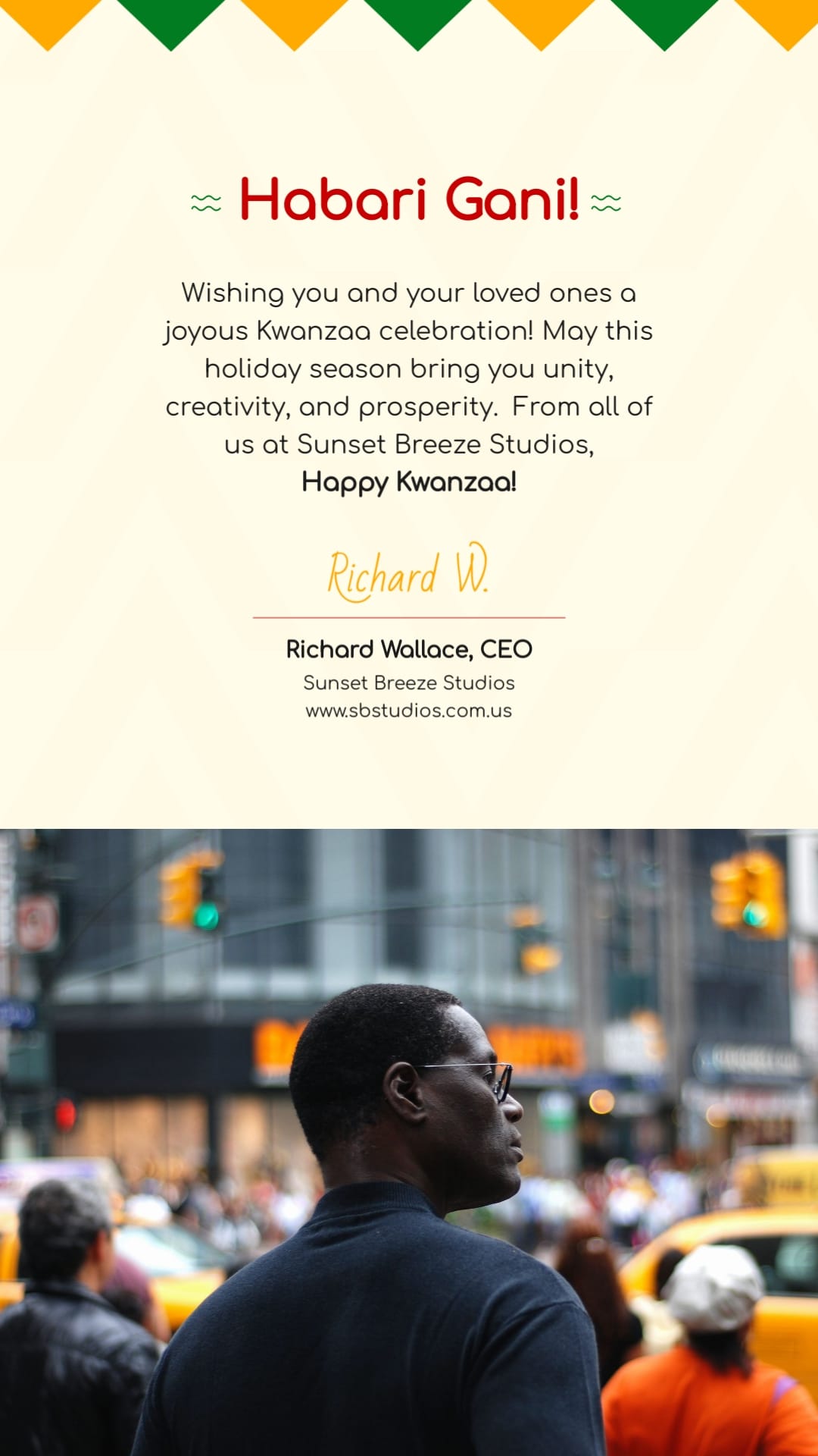 Corporate Kwanzaa Greeting Card Vertical Template