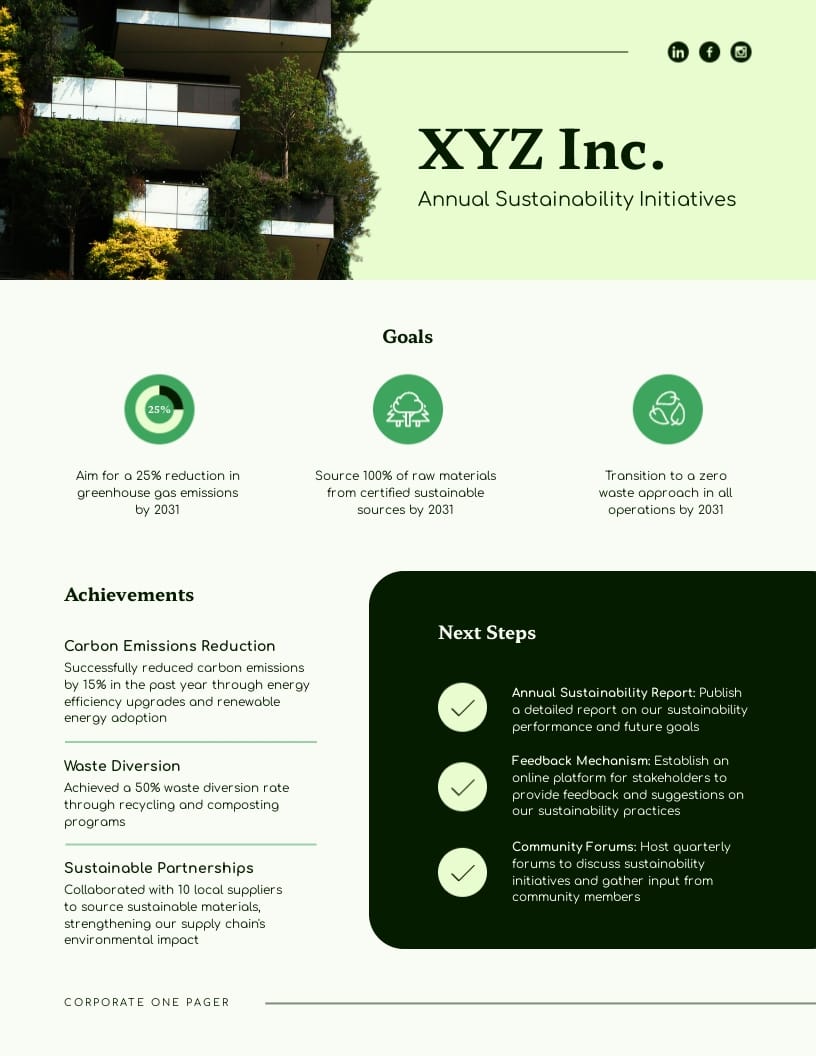 Corporate One Pager Template