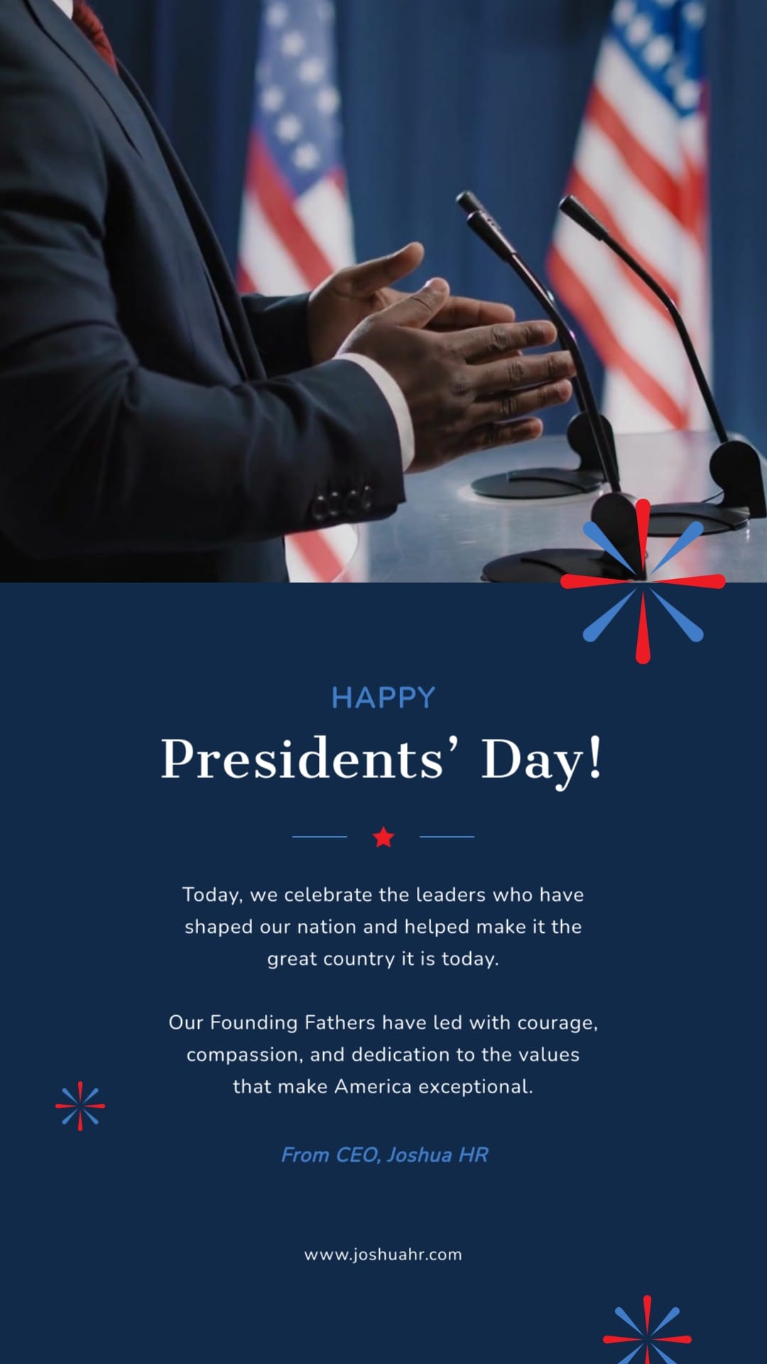 Corporate Presidents Day Greeting Card Vertical Template