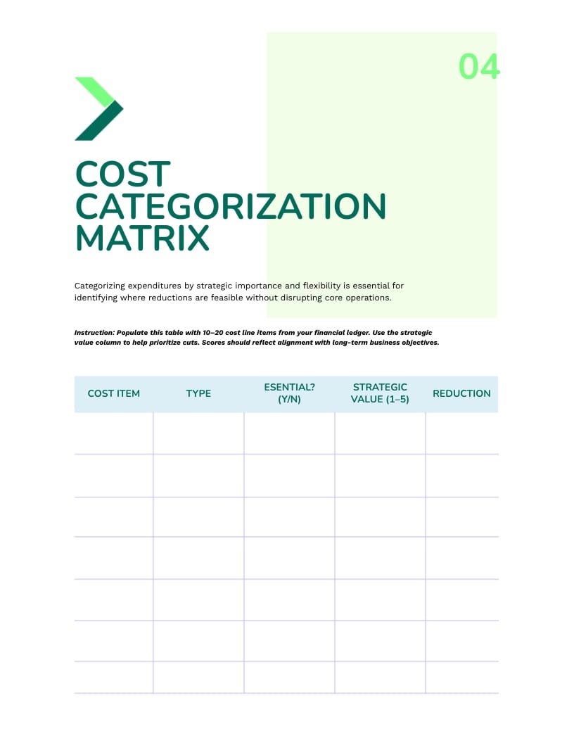 Cost Reduction Workbook Template - Slide 6 Cost Reduction Workbook Template - Slide 6