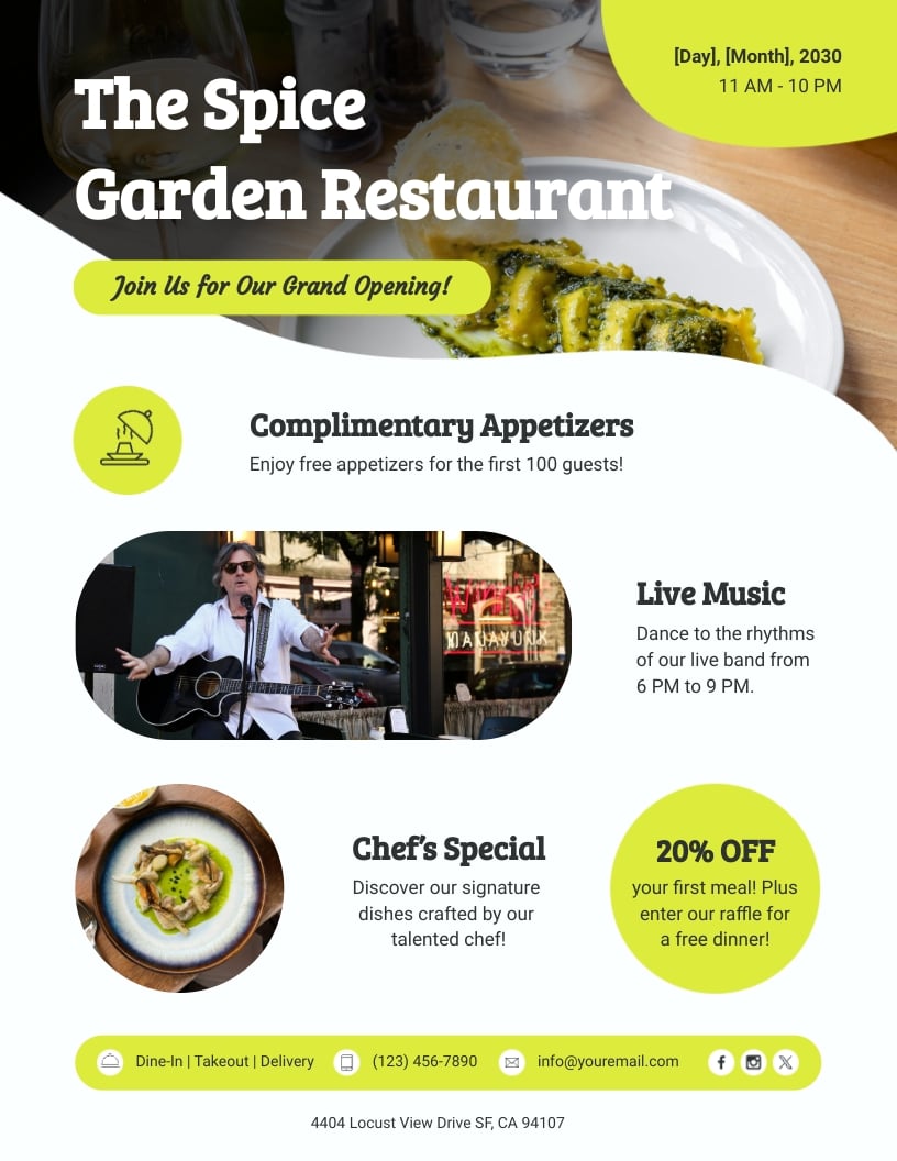 Creative Restaurant Grand Opening Flyer Template