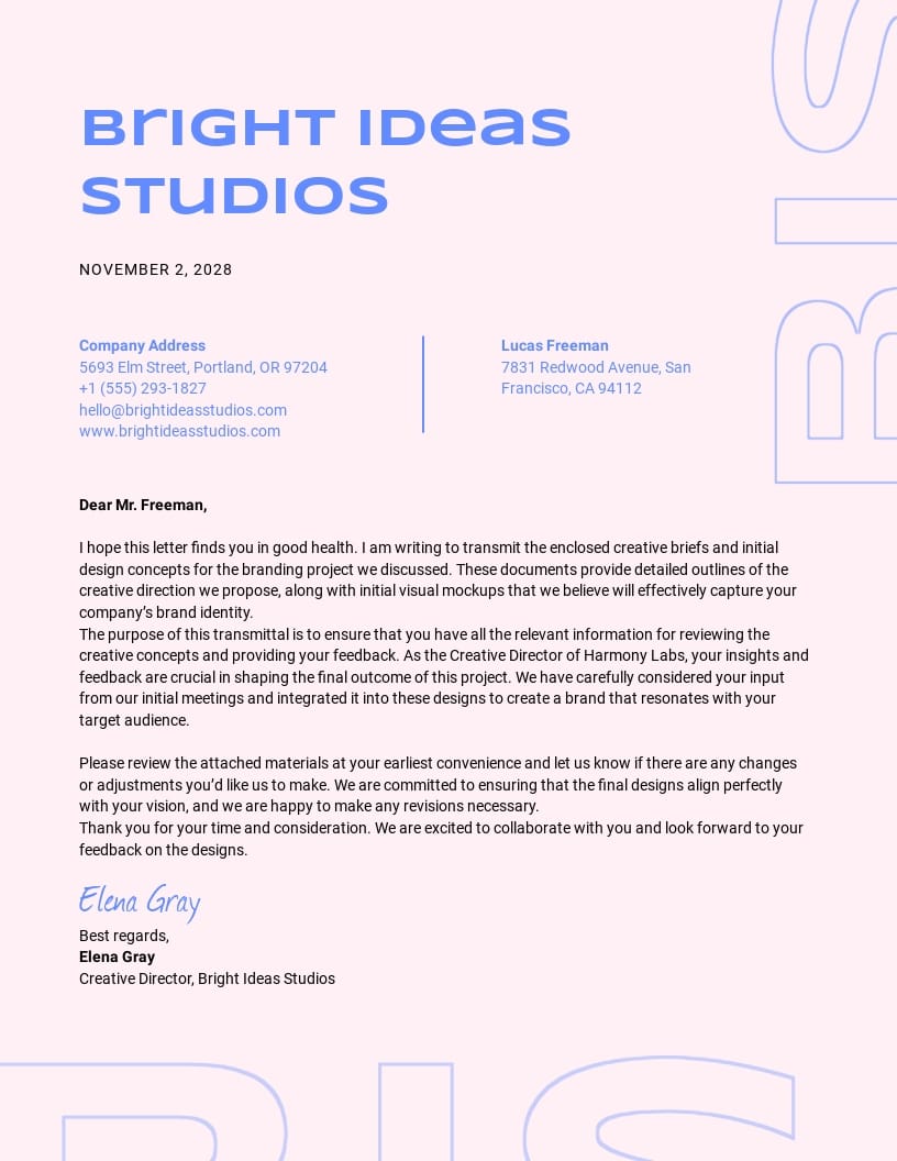 Creative Typography Transmittal Letter Template