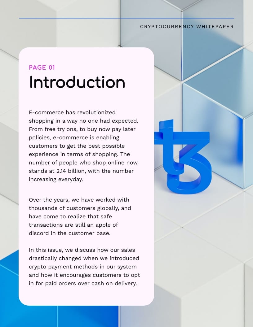 Cryptocurrency Whitepaper Template - Slide 3 Cryptocurrency Whitepaper Template - Slide 3