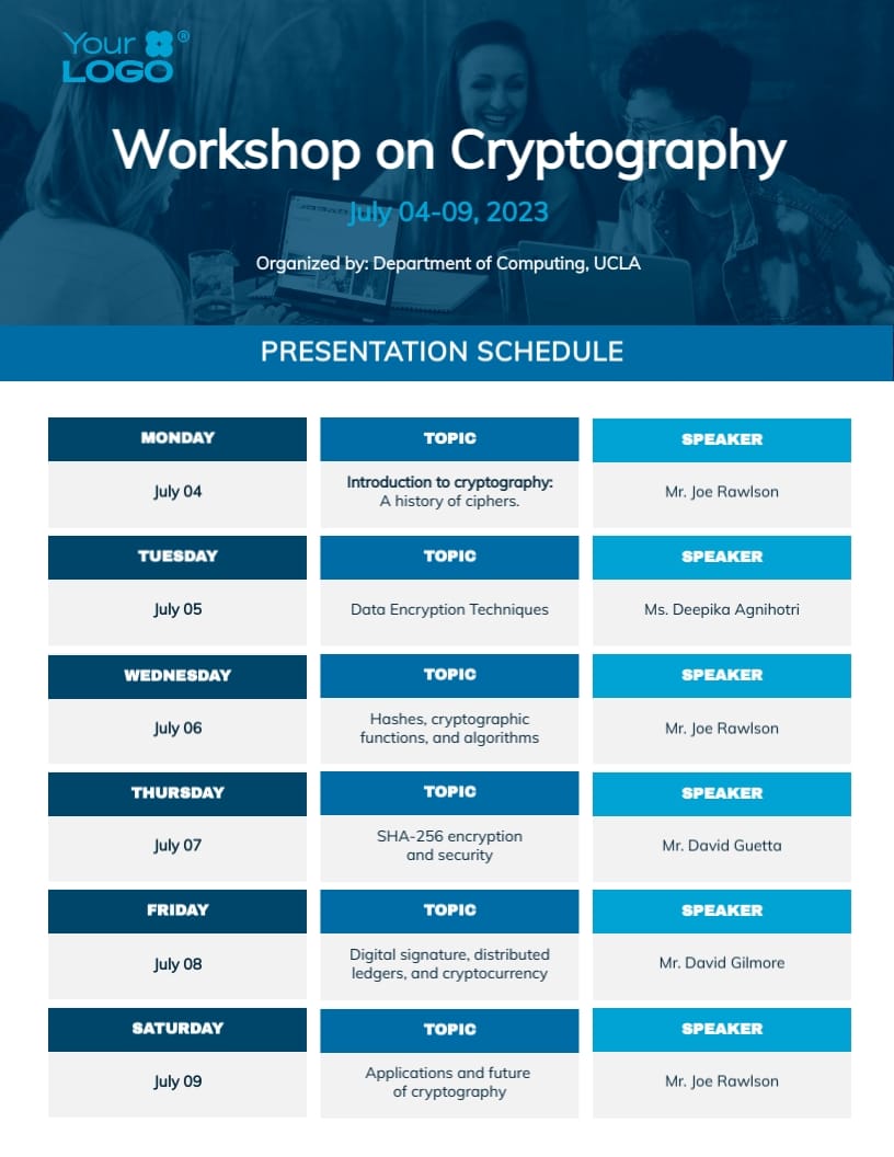 Cryptography Schedule Template
