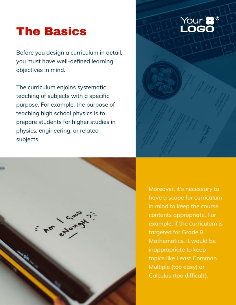 Curriculum Workbook Template - Slide 4 Curriculum Workbook Template - Slide 4