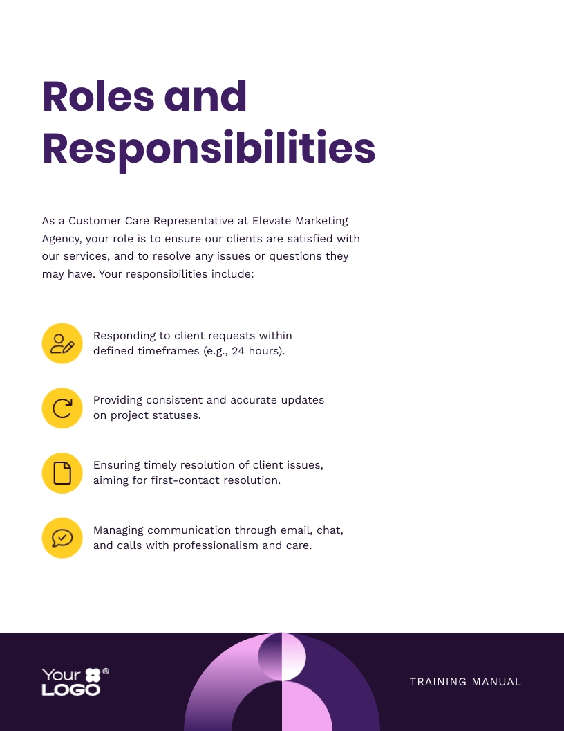 Customer Care Training Manual Template | Visme