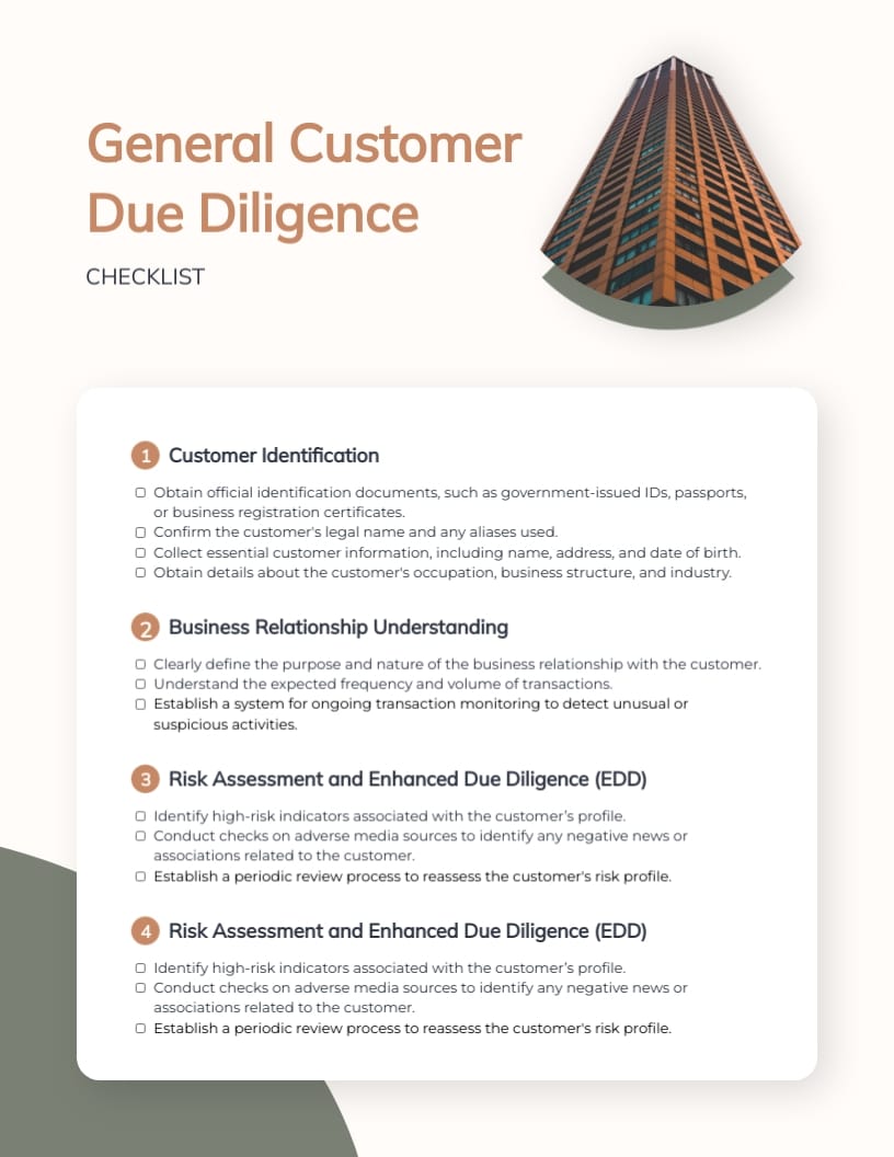 Customer Due Diligence Checklist Template