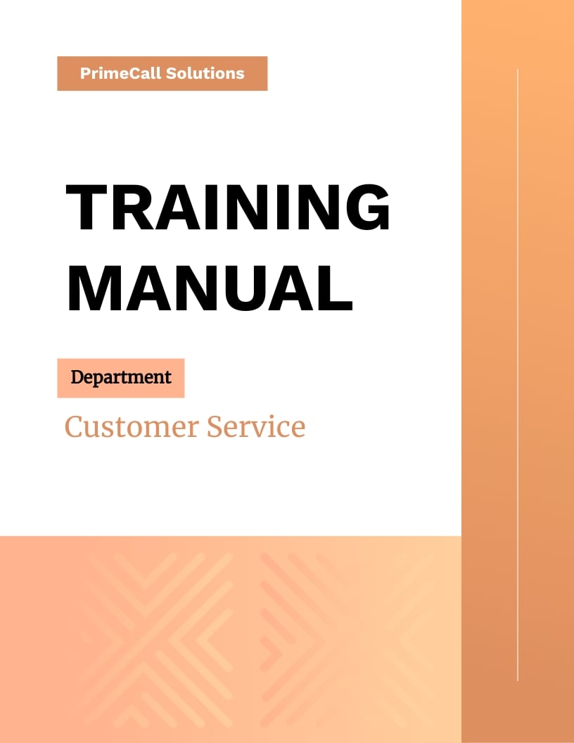 Customer Service Call Center Training Manual Template