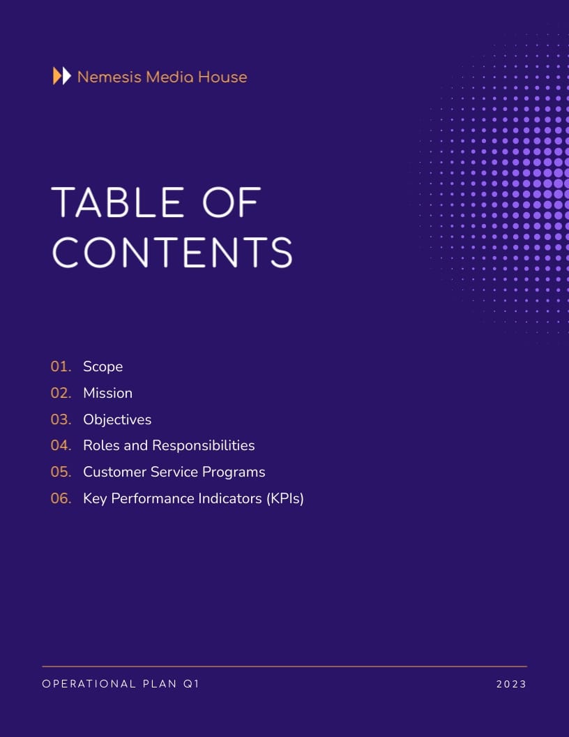 Customer Service Operation Plans