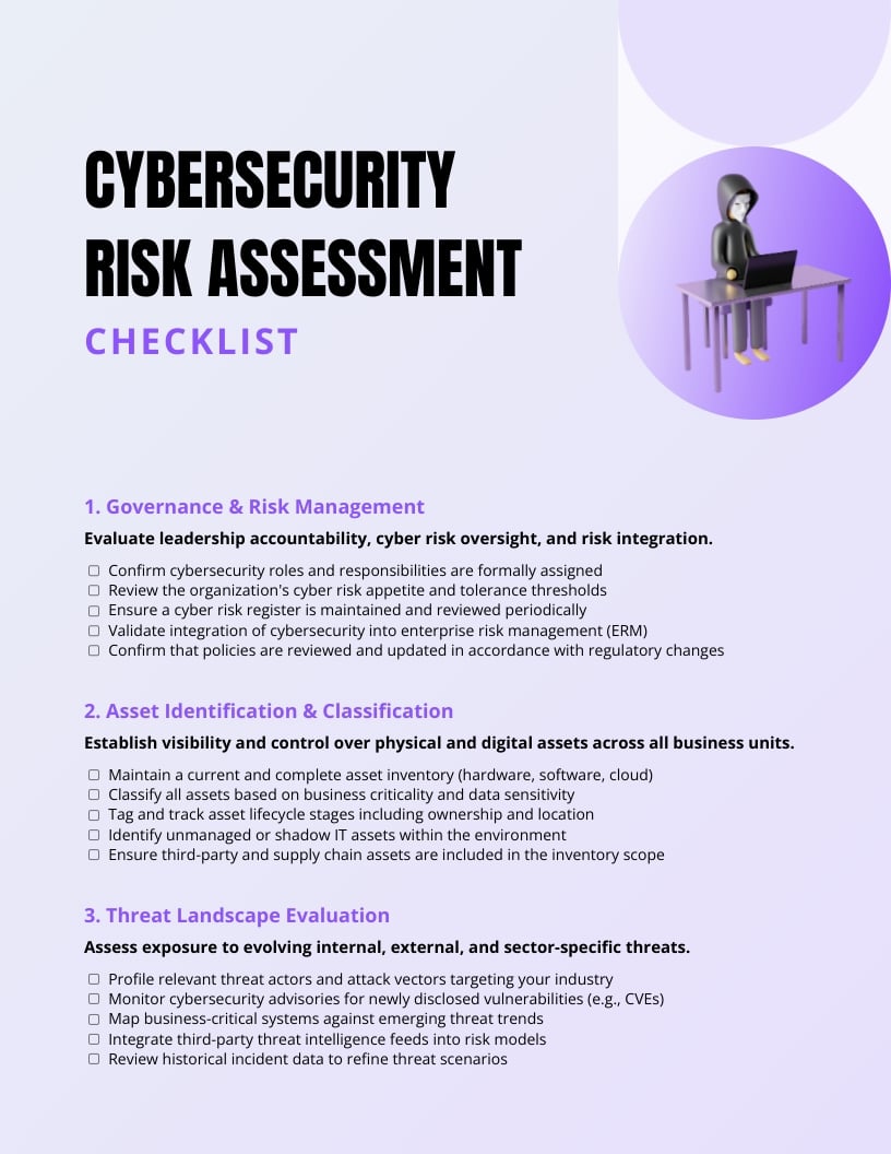 Cybersecurity Risk Assessment Checklist Template