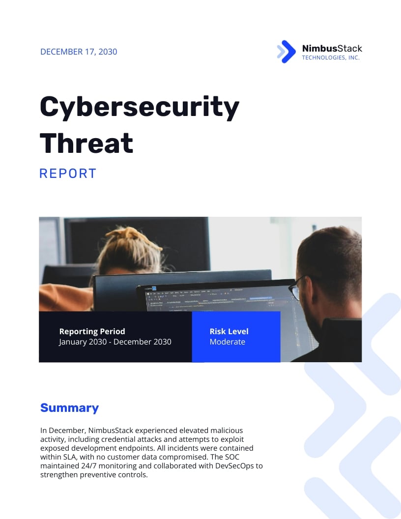 Cybersecurity Threat Report Template