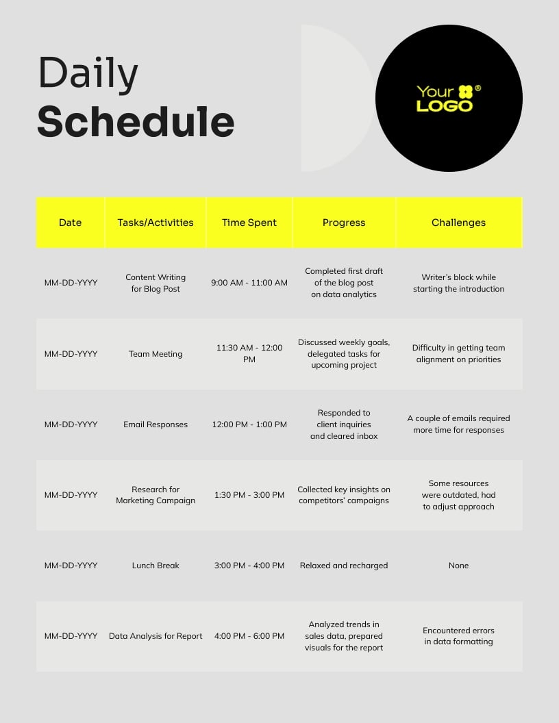 Daily Log Template
