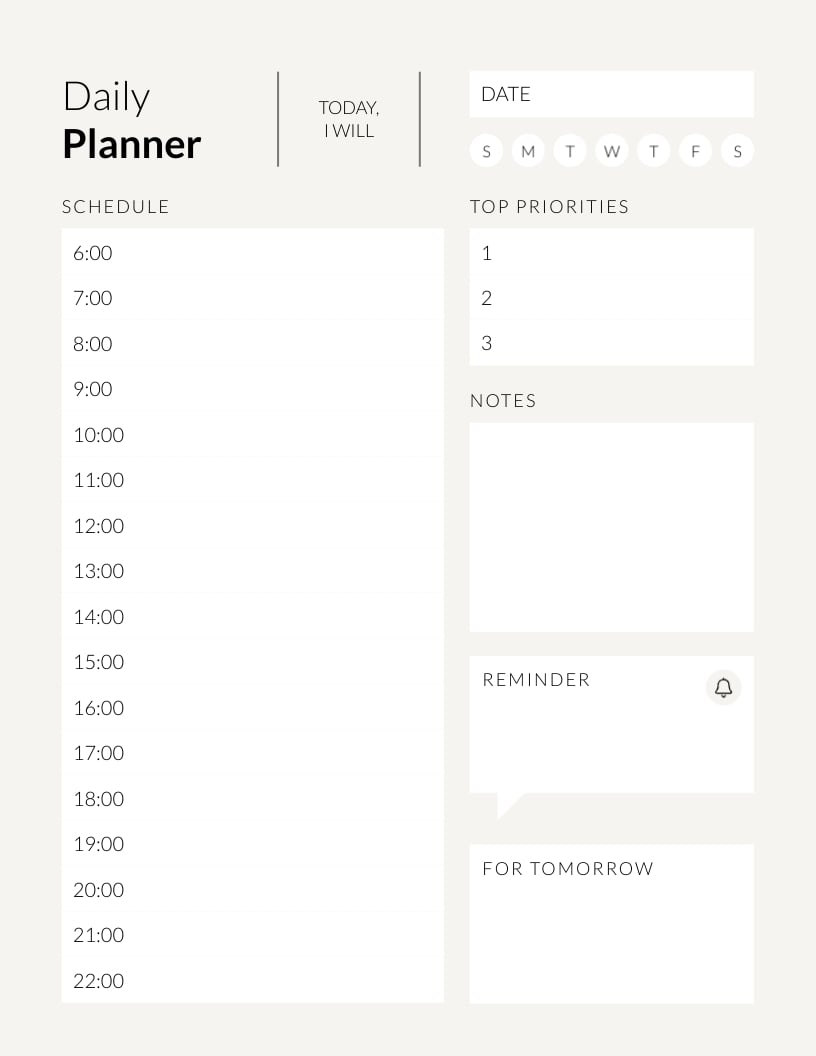 Daily Work Schedule Template