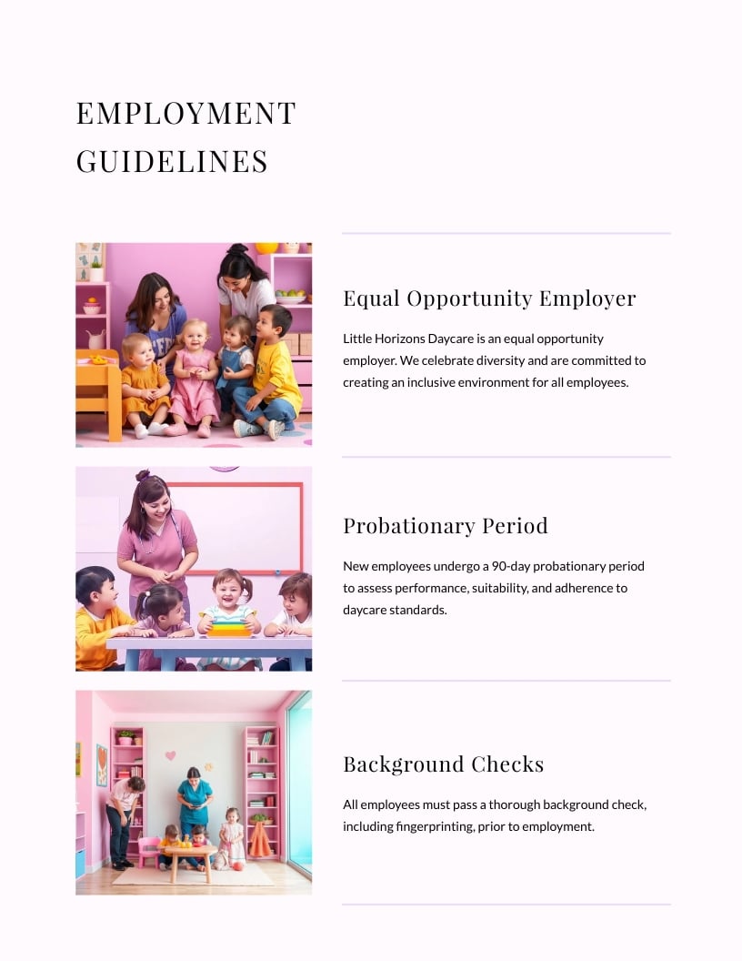Daycare Employee Handbook Template - Slide 5 Daycare Employee Handbook Template - Slide 5