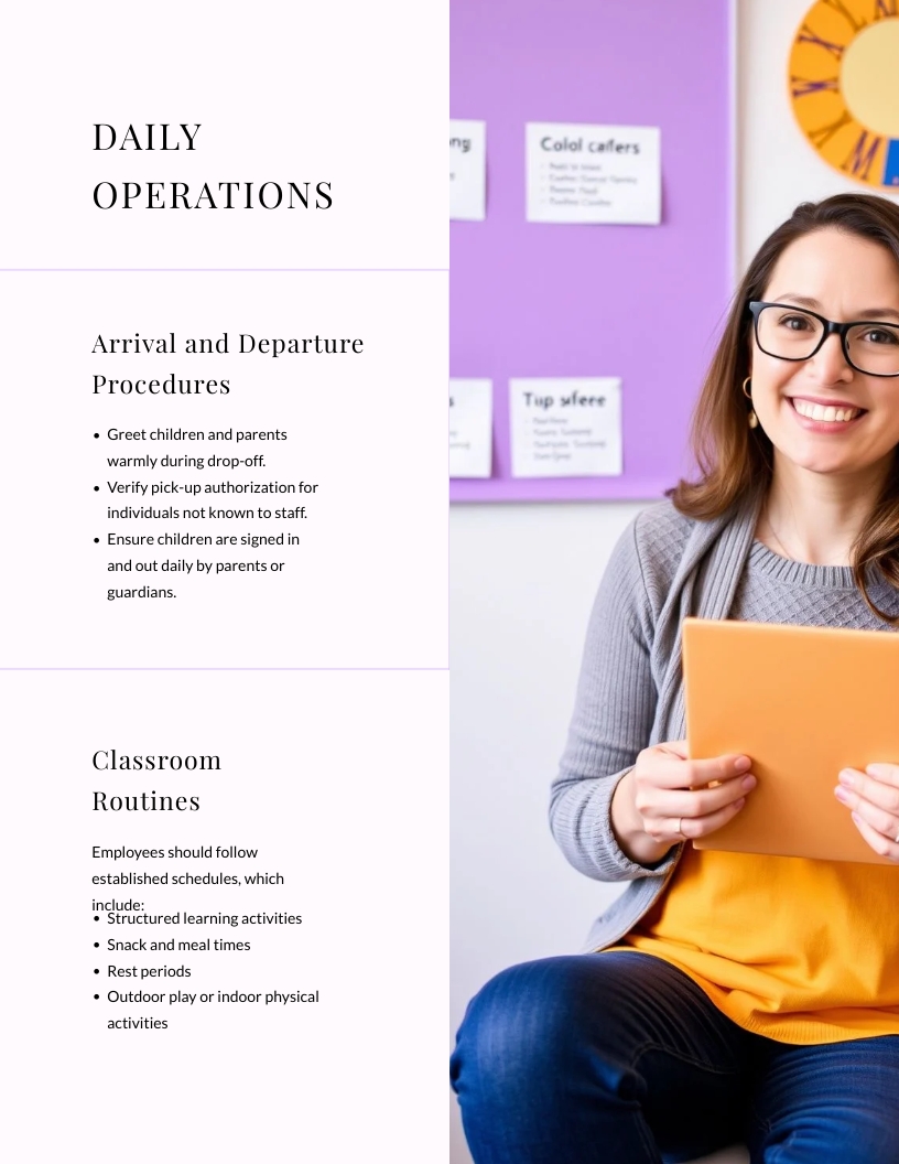 Daycare Employee Handbook Template - Slide 6 Daycare Employee Handbook Template - Slide 6