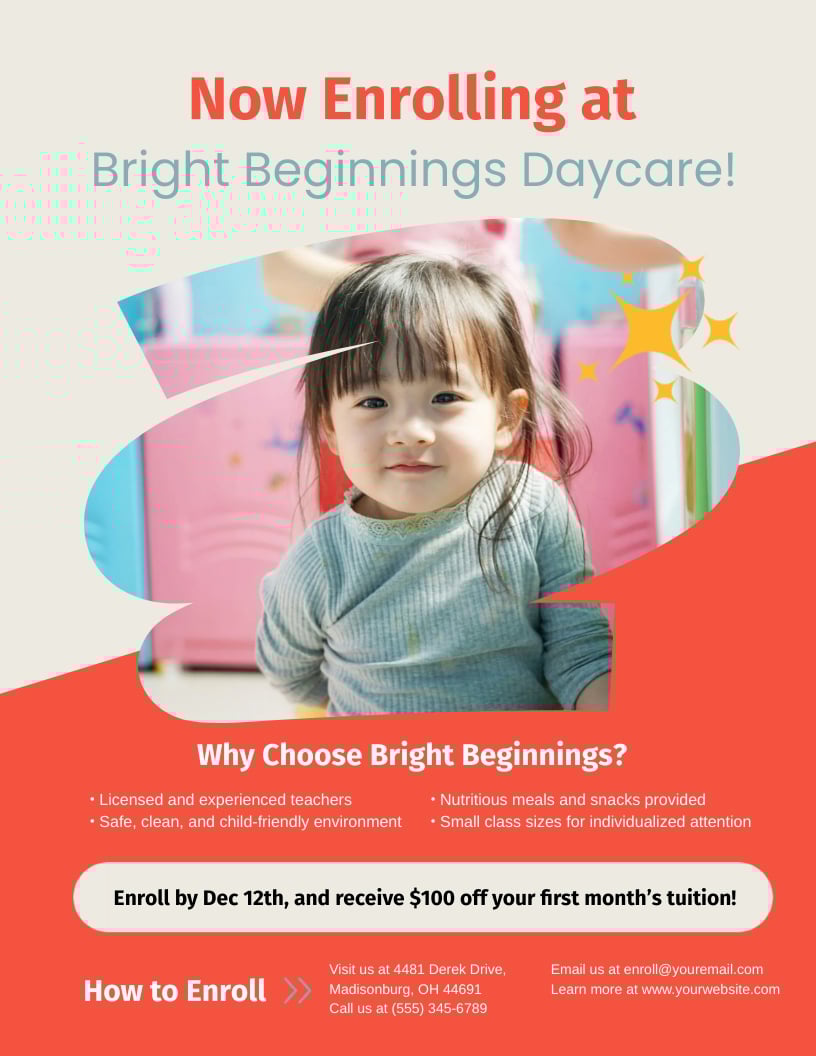 Daycare Enrollment Flyer Template