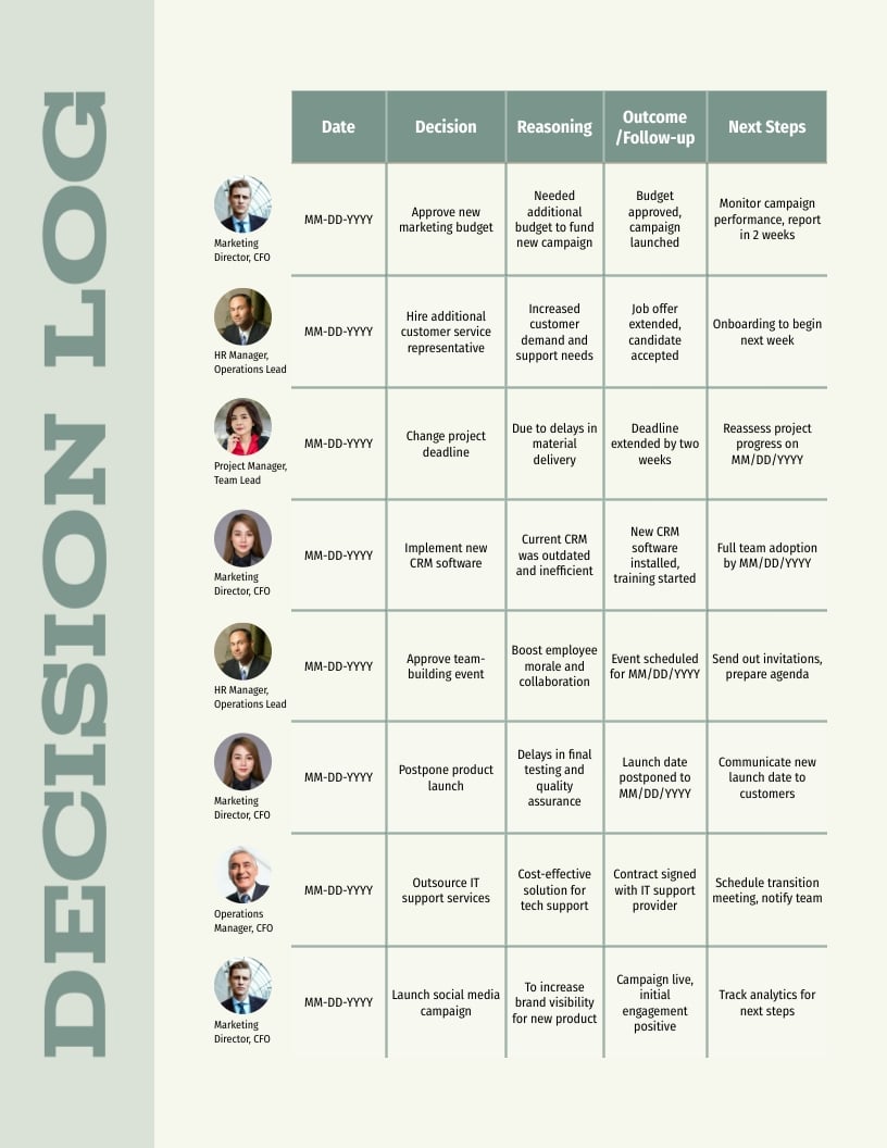 Decision Log Template