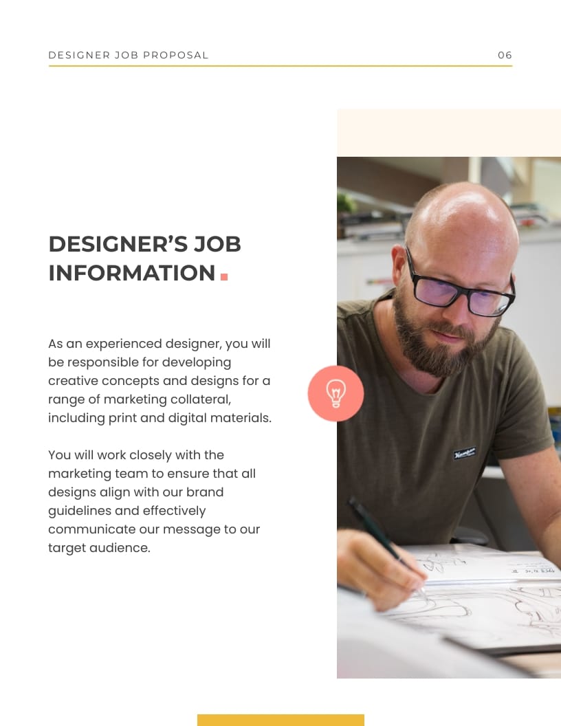 Designer Job Proposal Template - Slide 6 Designer Job Proposal Template - Slide 6