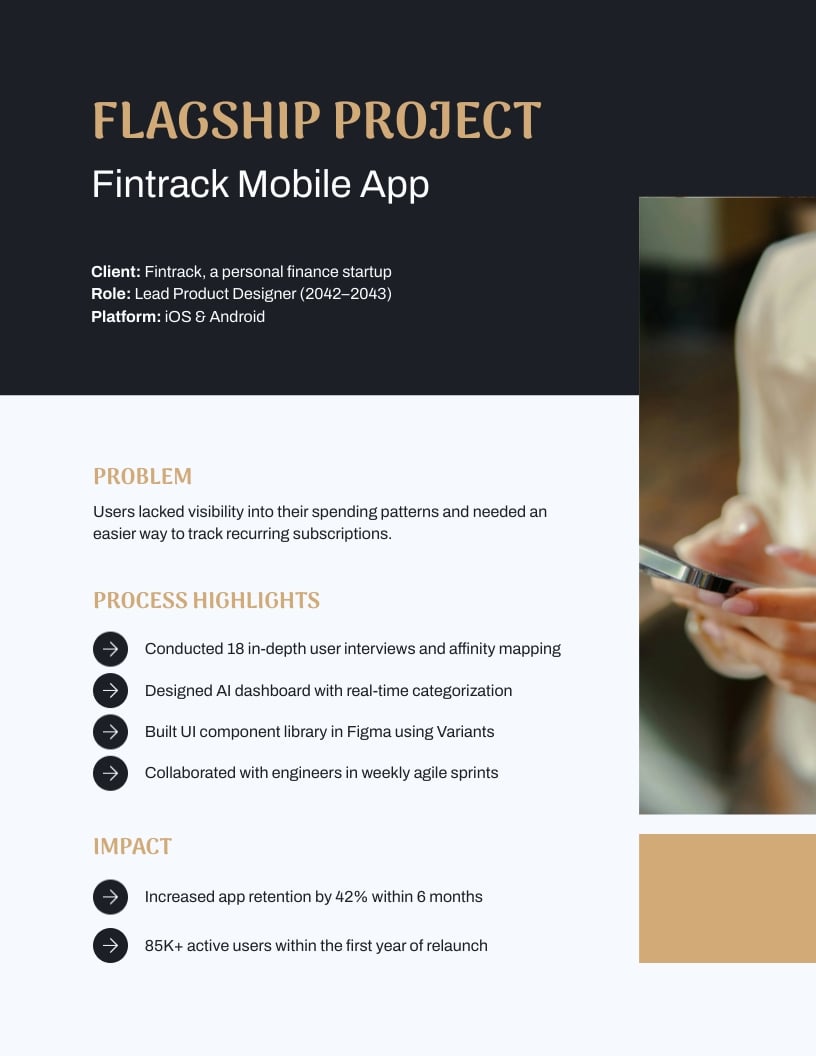 Digital Product Design Portfolio Template - Slide 4 Digital Product Design Portfolio Template - Slide 4