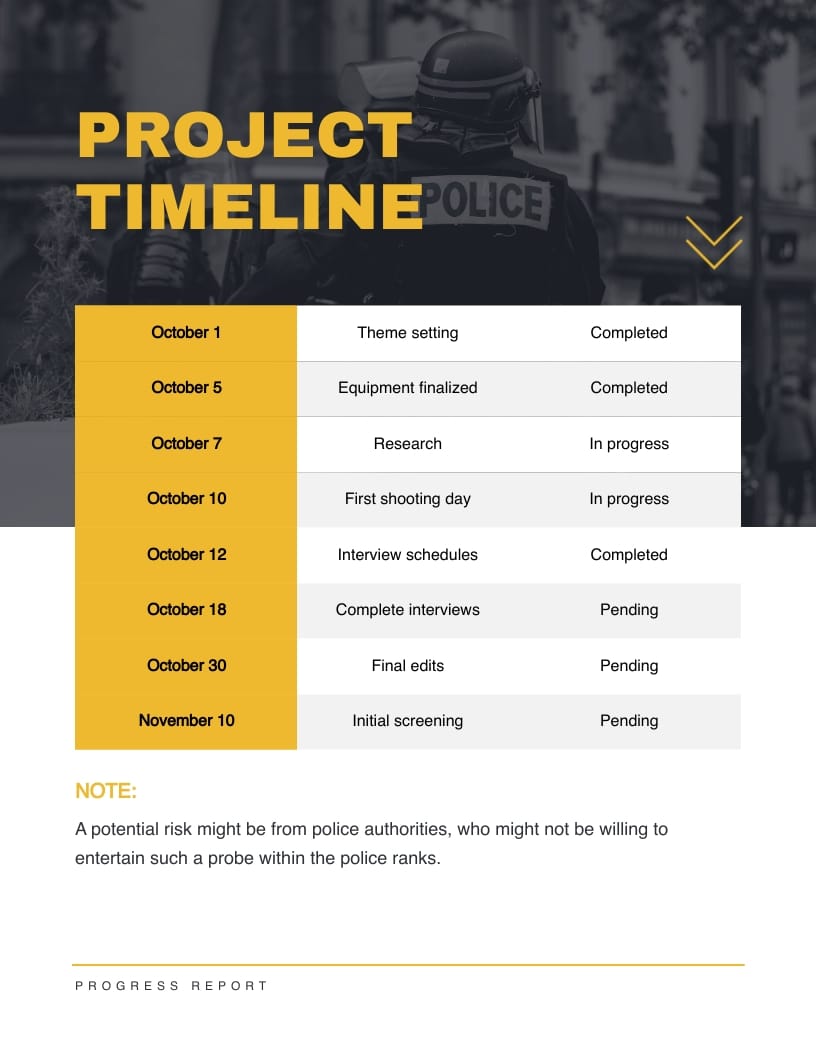 Documentary Progress Report Template - Slide 4 Documentary Progress Report Template - Slide 4