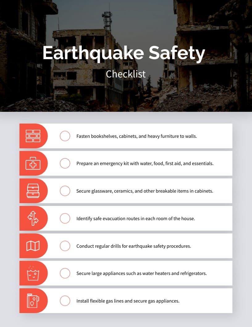 Earthquake Safety Checklist Template