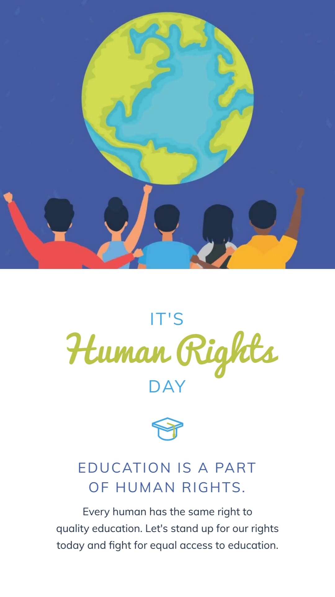 Education Human Rights Day Greeting Card Vertical Template