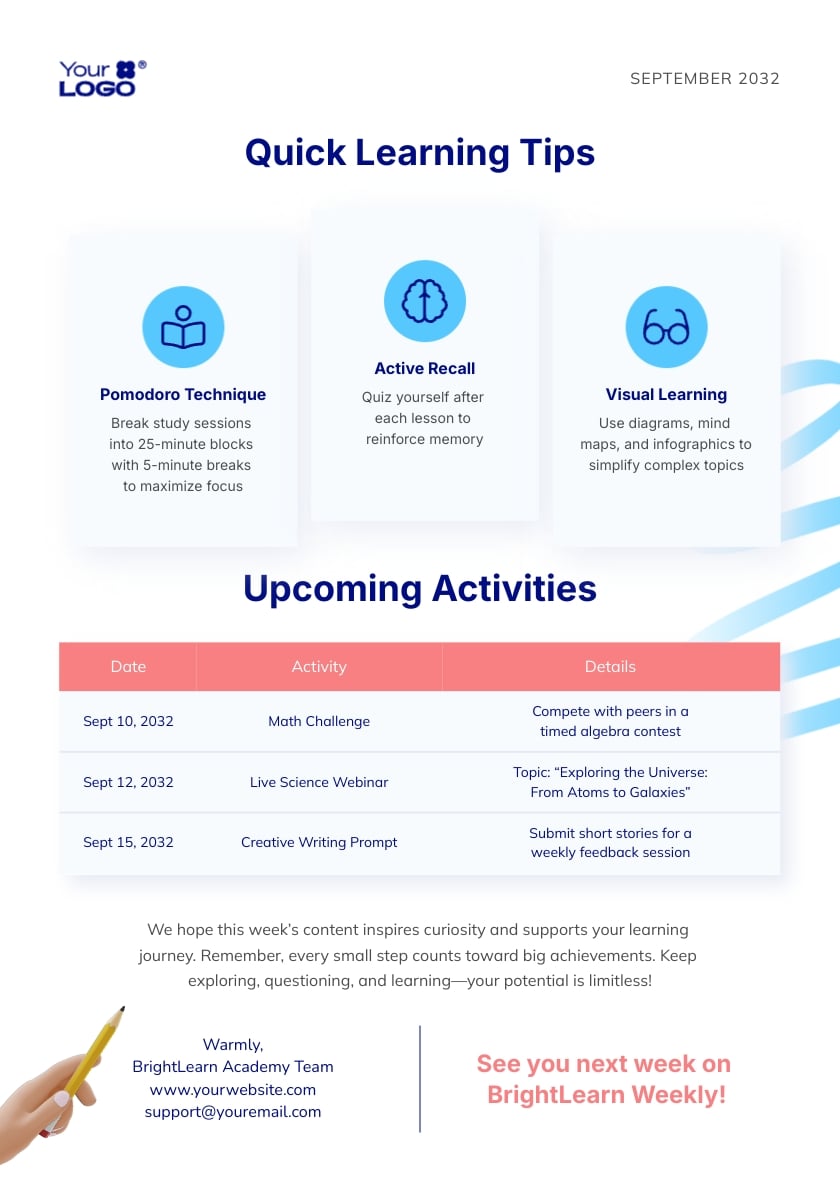 Education Newsletter Template - Slide 2 Education Newsletter Template - Slide 2