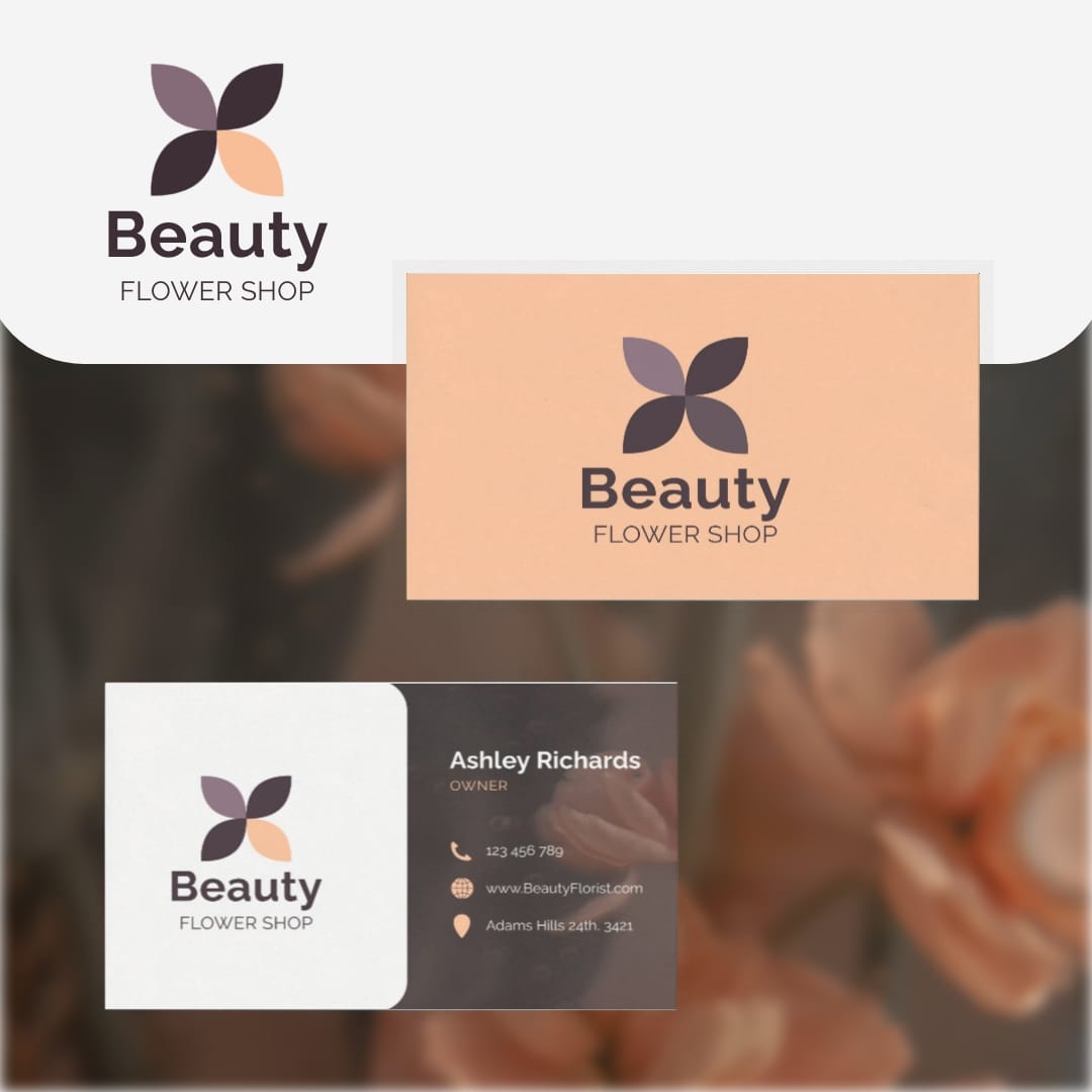 Elegant Floral Business Card Mockup Square Template