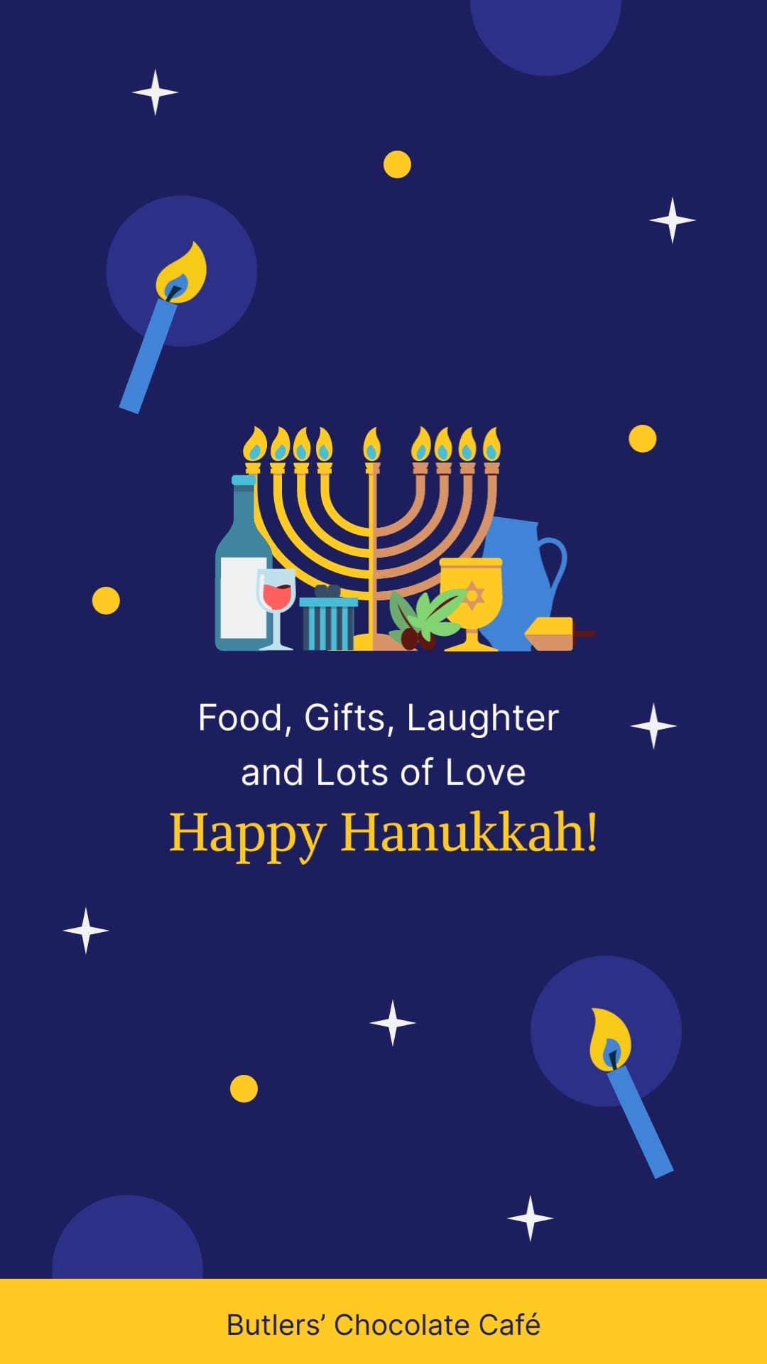 Animated Elegant Hanukkah Greeting Card Vertical Template