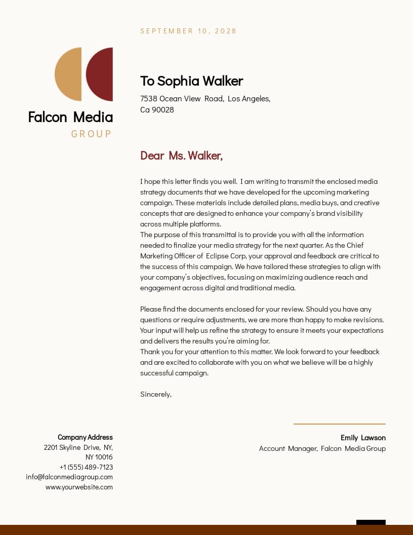 Elegant Monochrome Transmittal Letter Template